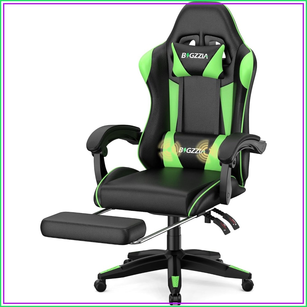 Massage - Gaming Chair with Massager and Footrest,